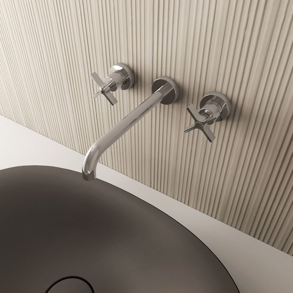 Crosswater Clover Chrome 3 Hole Wall Mounted Basin Mixer Tap Lifestyle